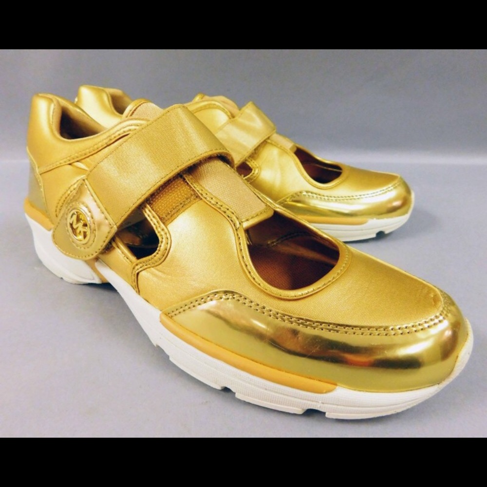 Gold Michael Kors Tennis Shoes, like New